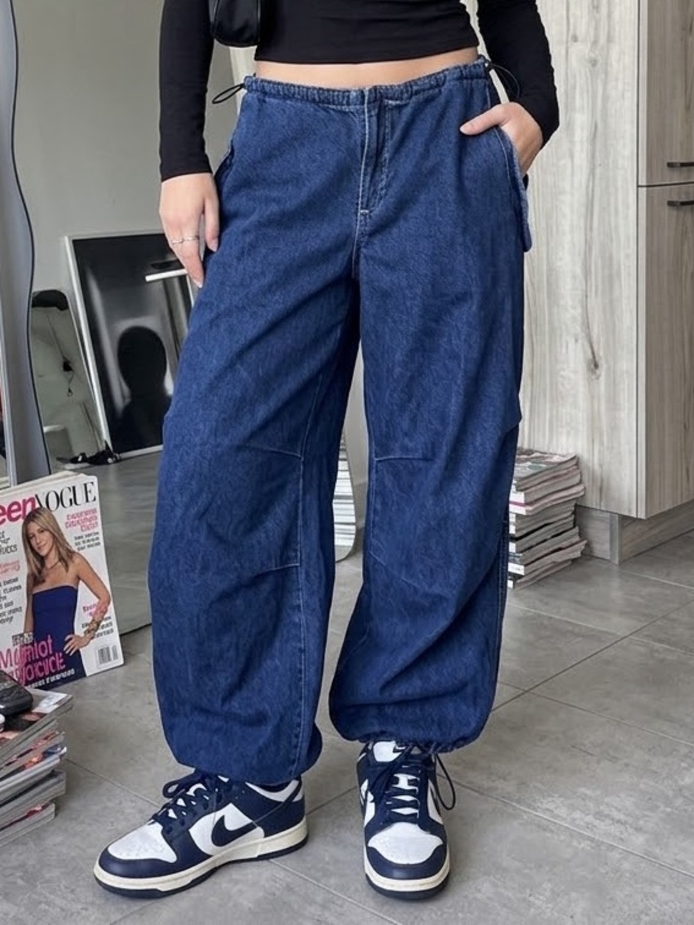BDG Urban Outfitters Baggy Cargo Balloon Jeans Medium Y2K Parachute Denim Skater